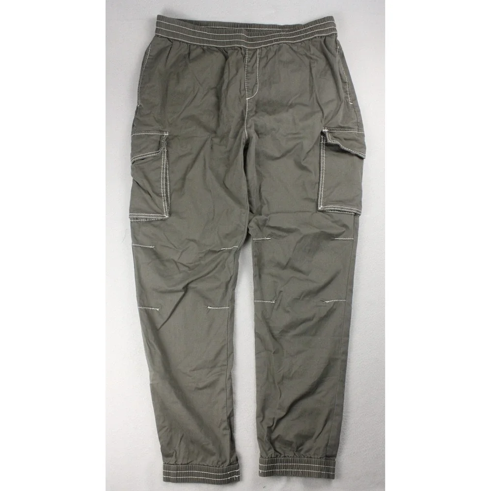 True Religion Big T Cargo Jogger Pants Mens 2XL Olive Green Drawstring